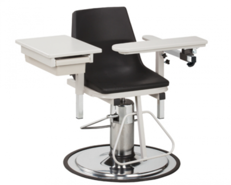 H Series E-Z-Clean Blood Drawing Chair with ClintonClean Arms & Drawer