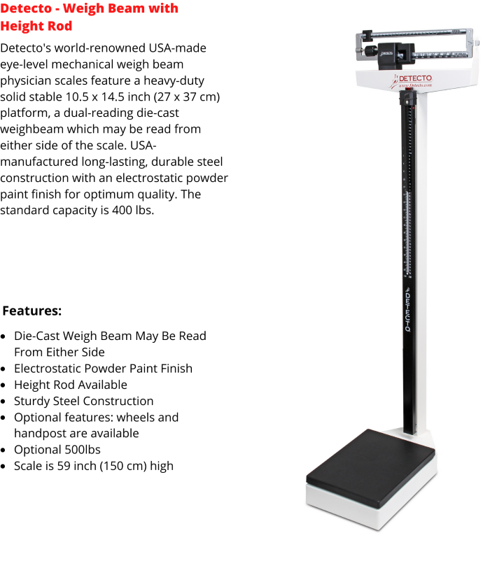 Detecto: Scale with Mechanical Height Rod and Weigh Beam